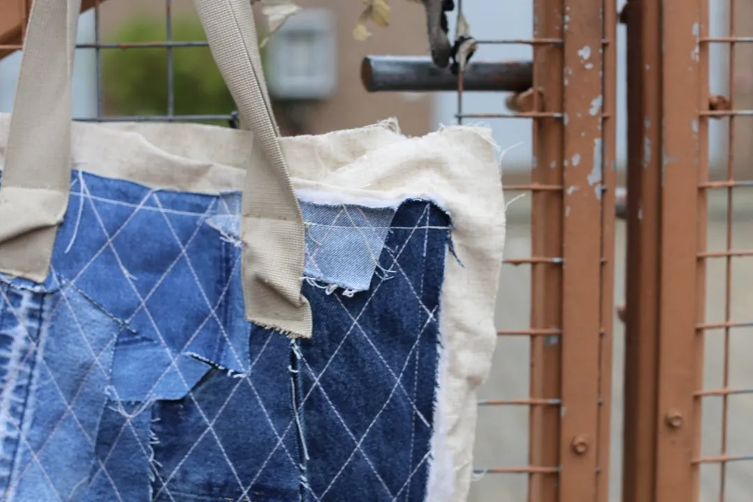 First Edition — Denim Patchwork Tote — Medium