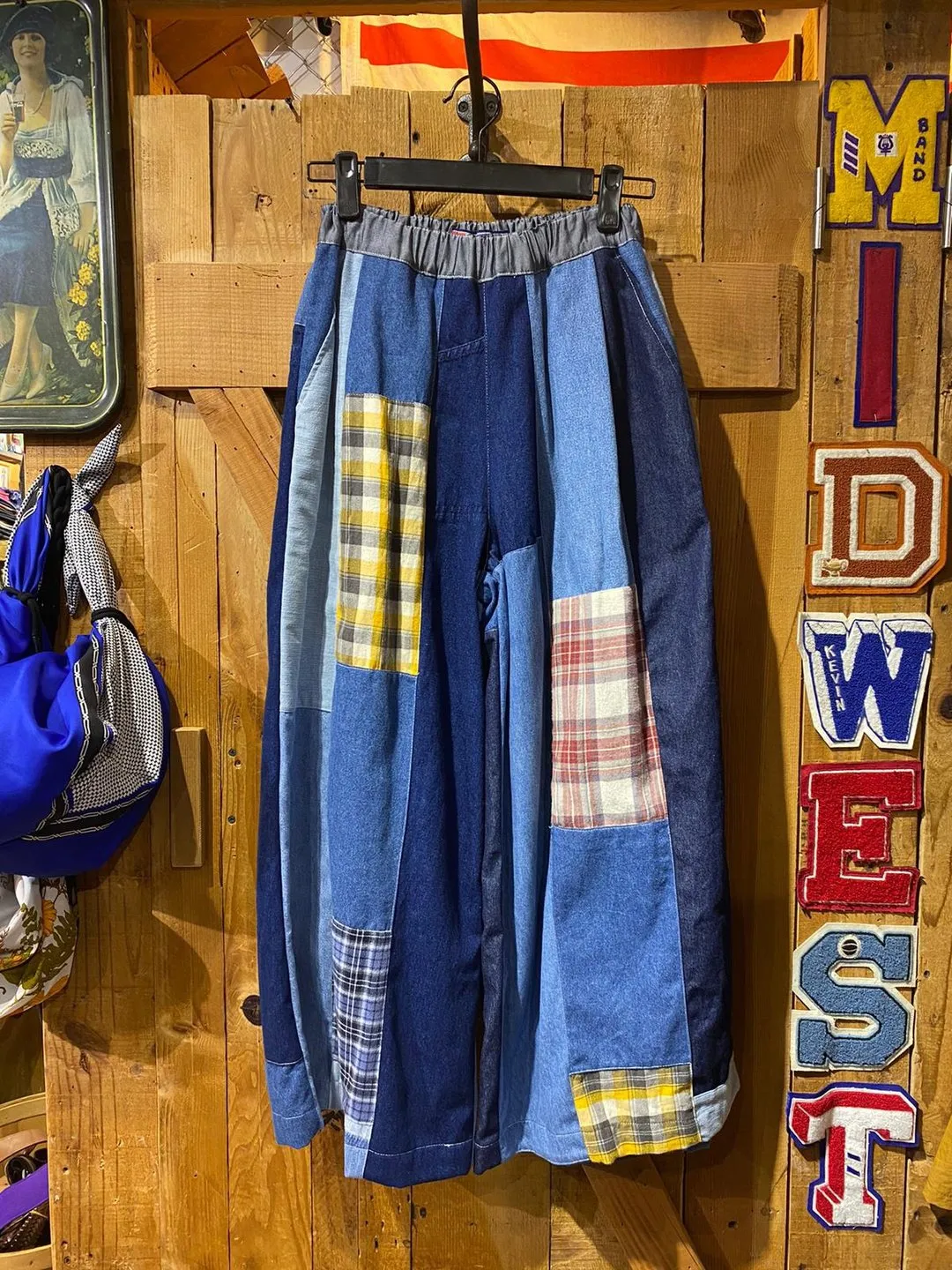 First Edition — Denim Patchwork Wide-Leg Pants