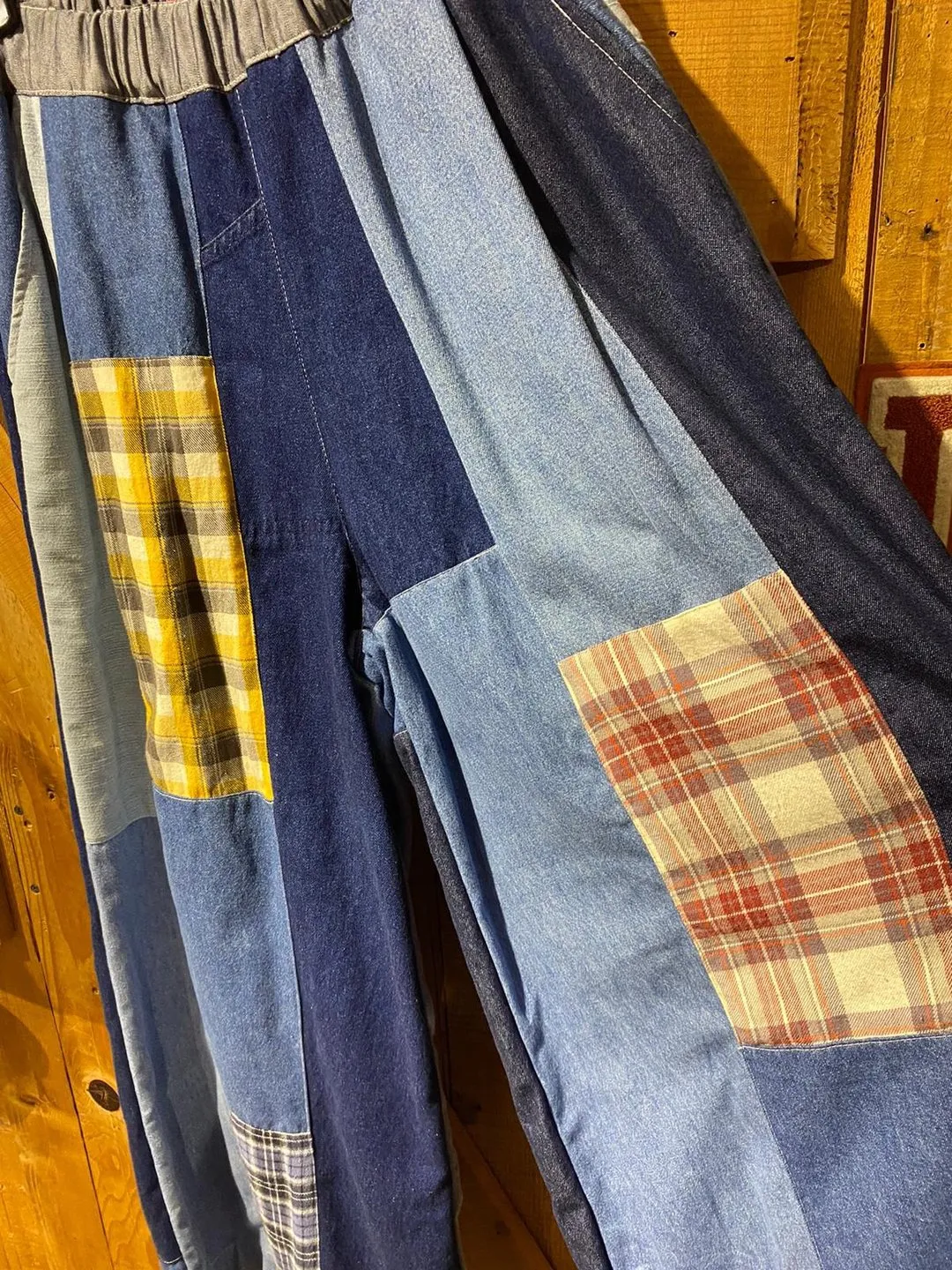 First Edition — Denim Patchwork Wide-Leg Pants