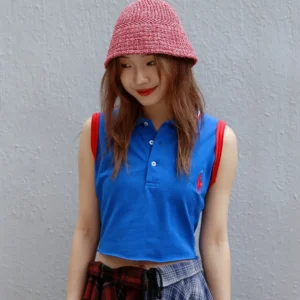 First Edition — Cropped Polo Tie-Back Vest