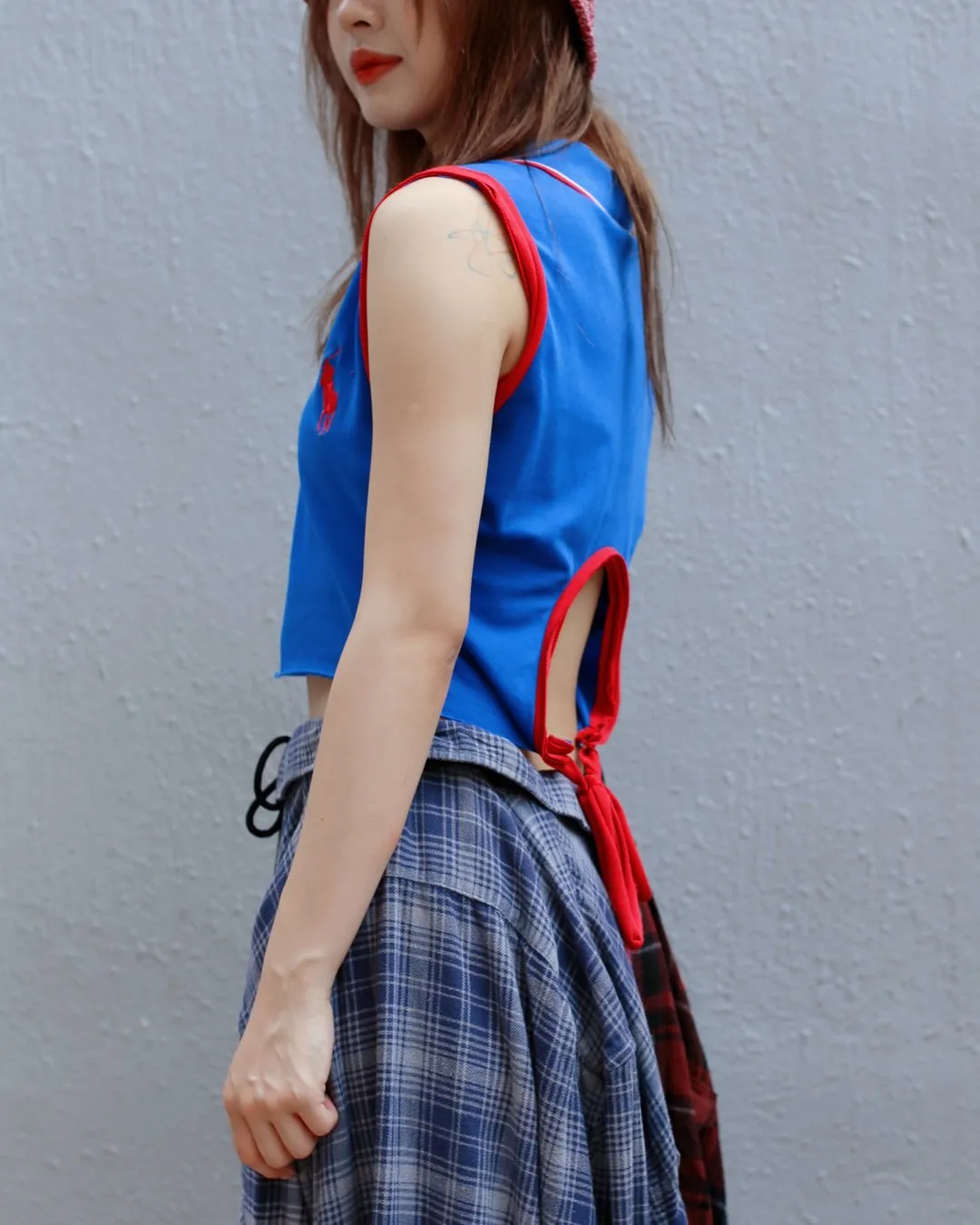 First Edition — Cropped Polo Tie-Back Vest