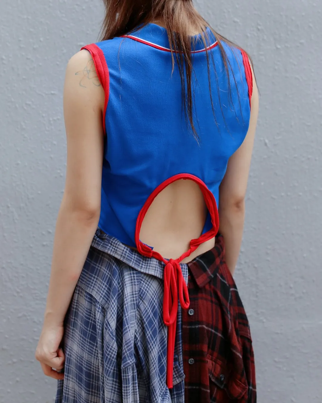 First Edition — Cropped Polo Tie-Back Vest