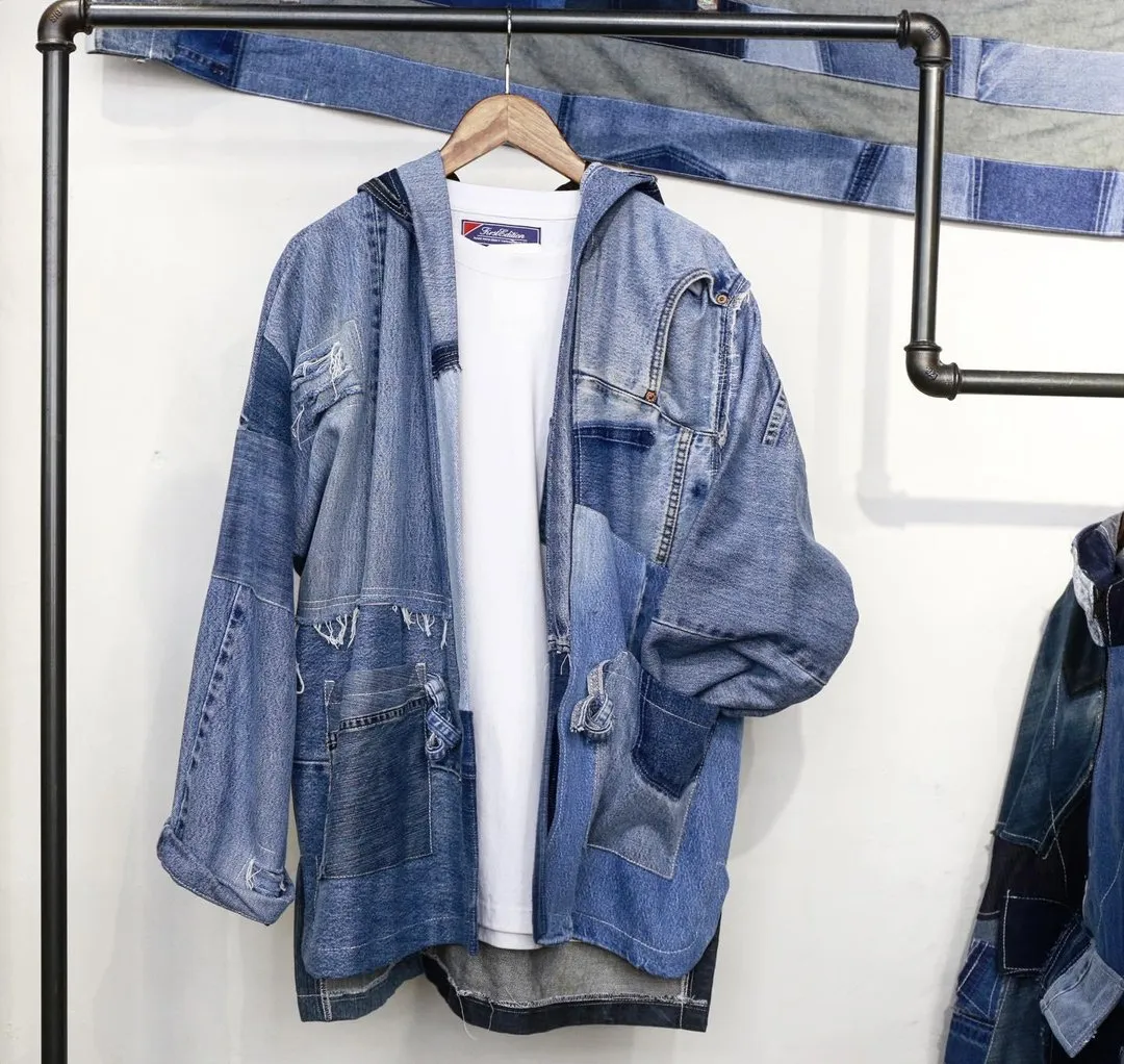 First Edition — Hooded Denim Patchwork Kimono