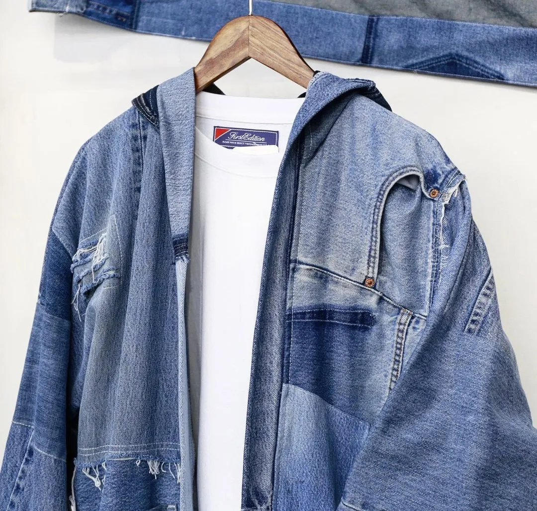 First Edition — Hooded Denim Patchwork Kimono
