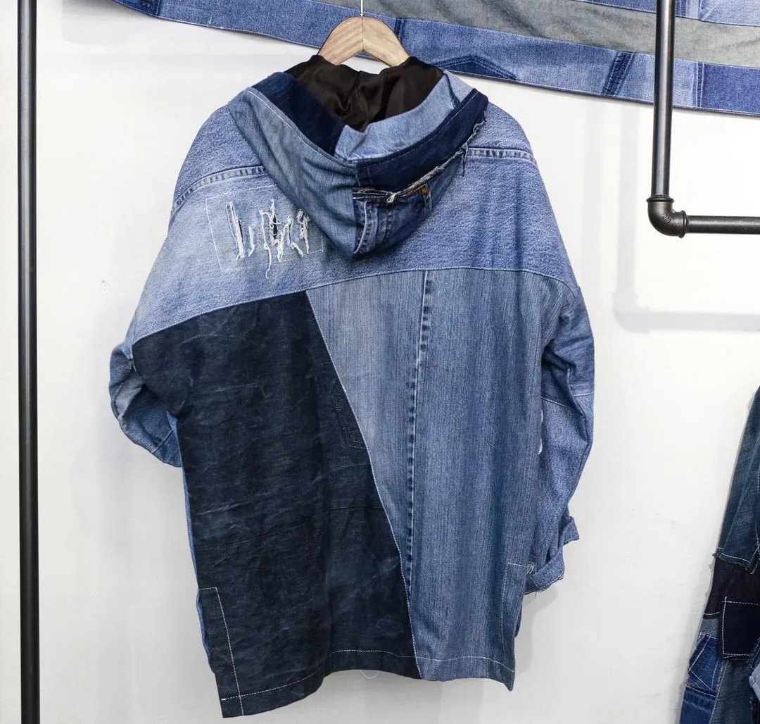 First Edition — Hooded Denim Patchwork Kimono