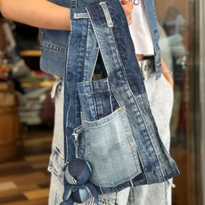 First Edition — Denim Waistband Tote & Bear