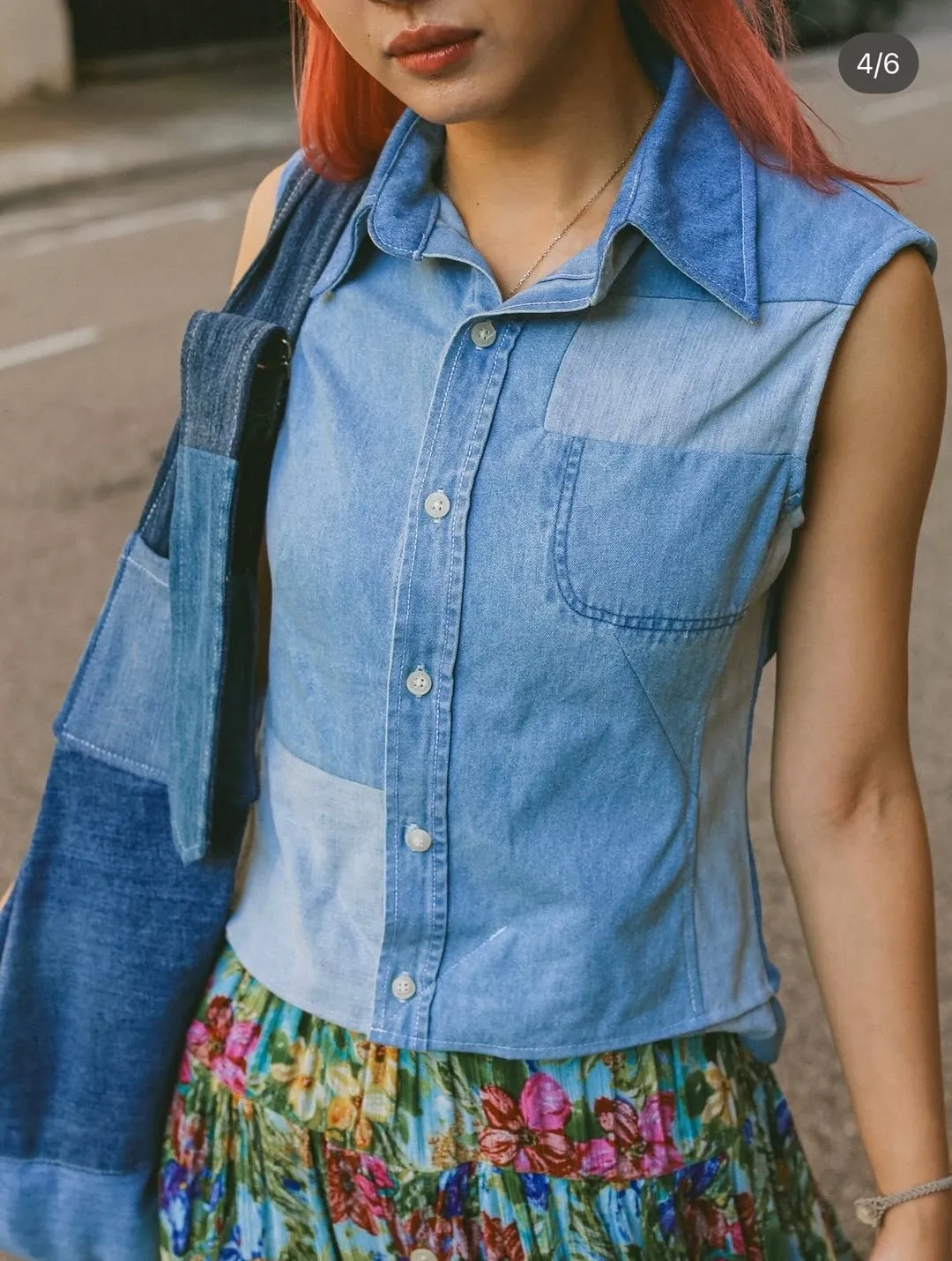 First Edition — Patchwork Denim Shirt Vest