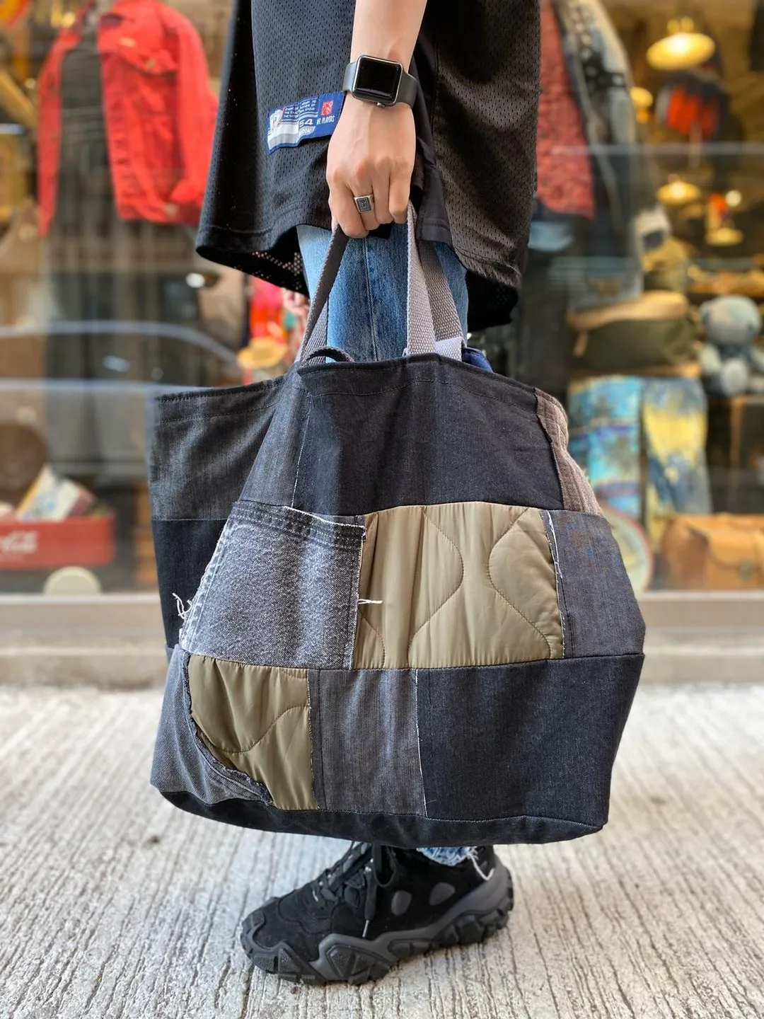 First Edition — Mixed-Fabric Large Tote