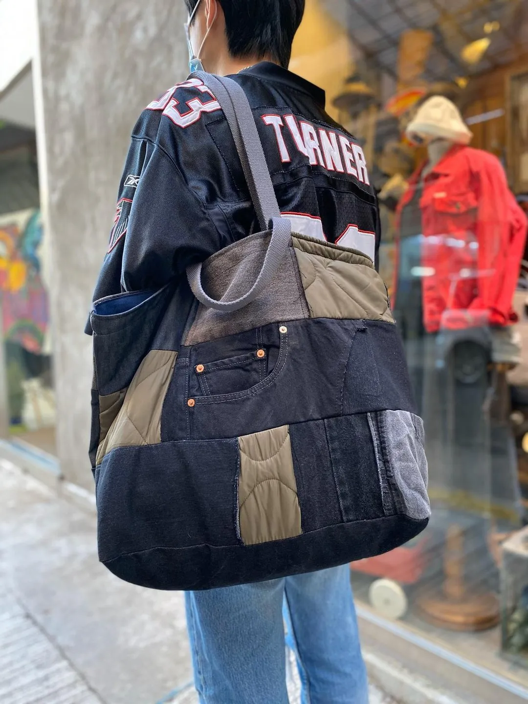 First Edition — Mixed-Fabric Large Tote