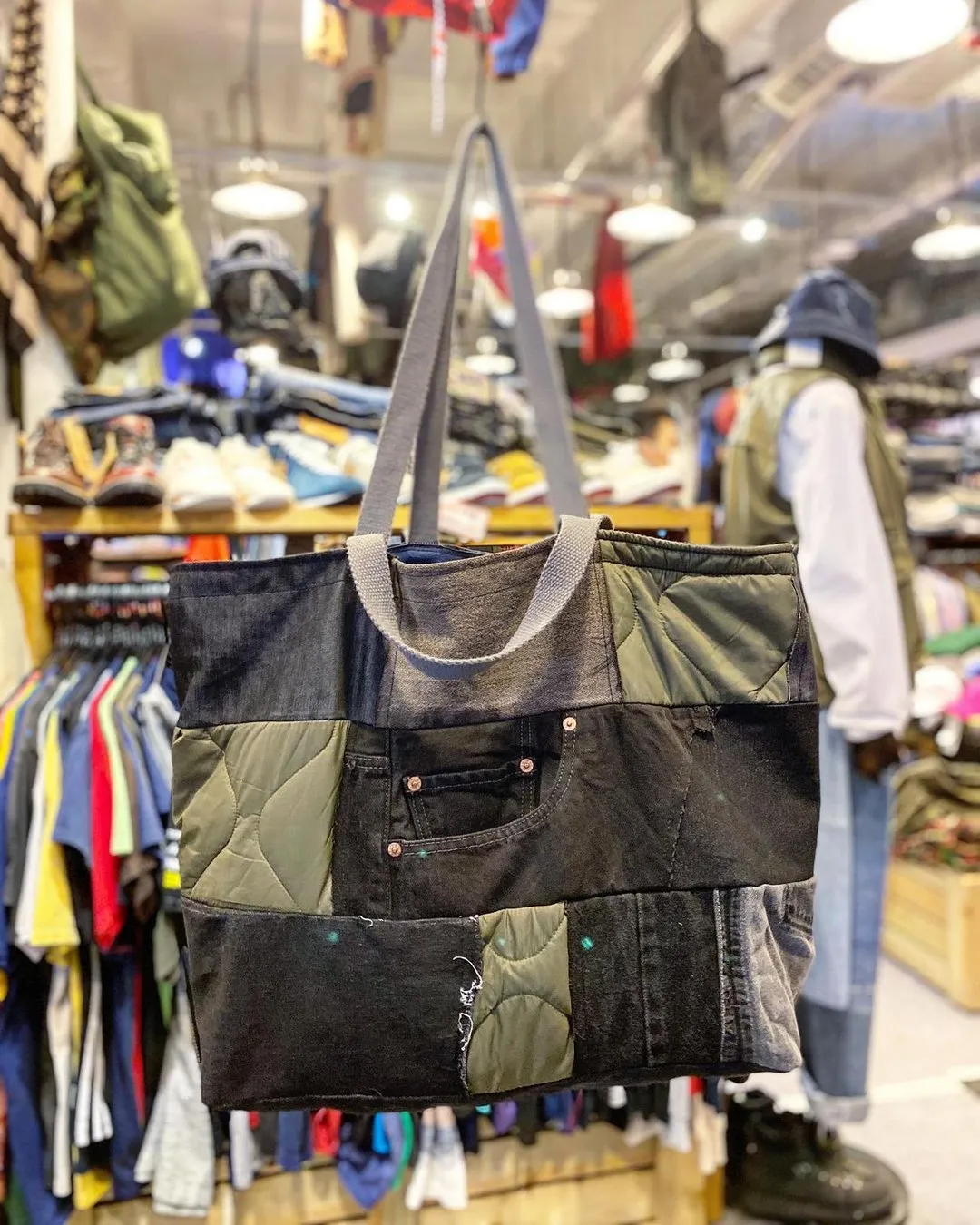 First Edition — Mixed-Fabric Large Tote