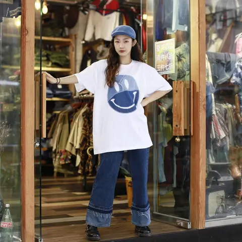 First Edition — Denim Smile Patchwork Tee
