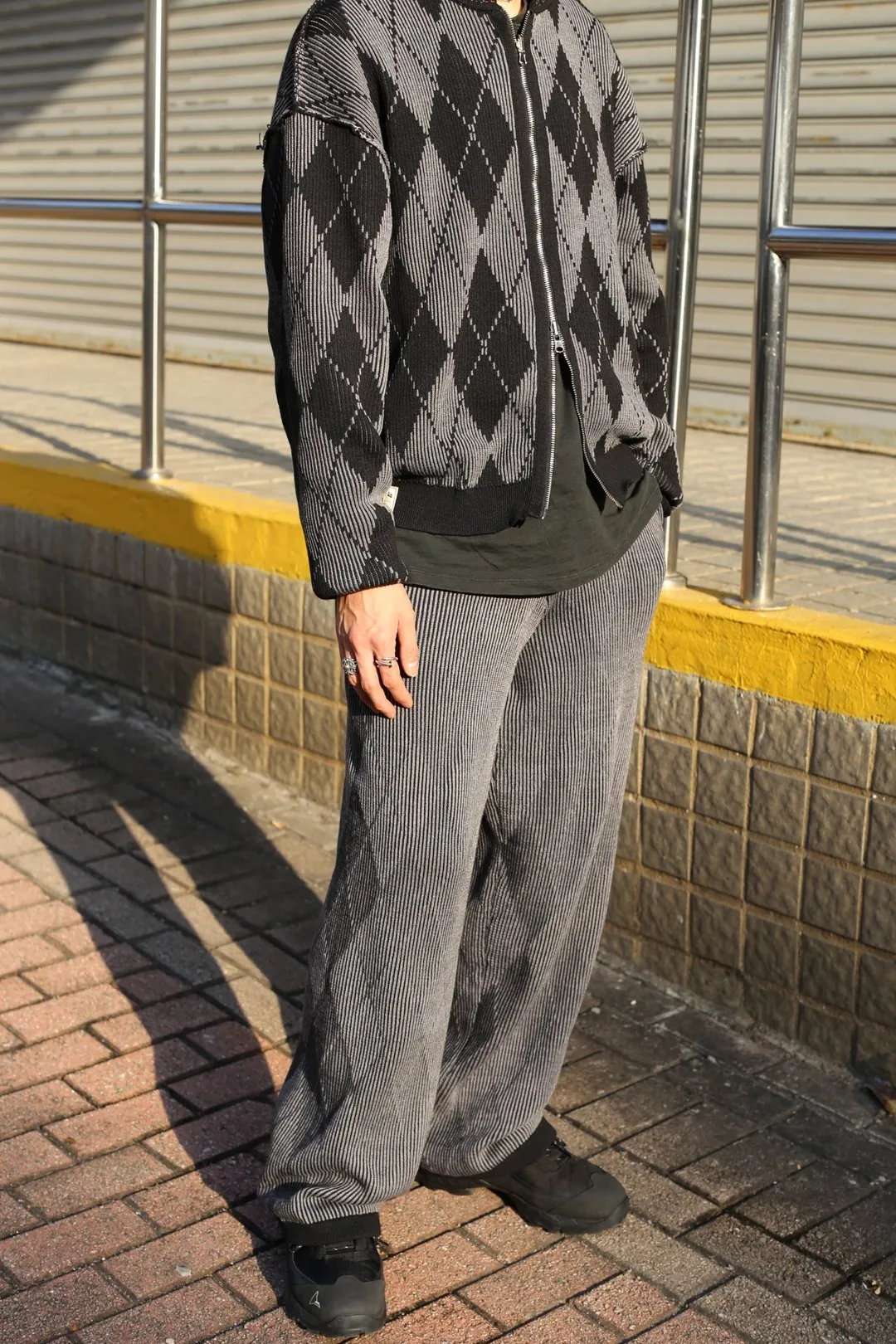 First Edition — Reversible Diamond Knit Trousers