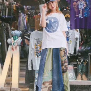 First Edition — Camouflage & Denim Maxi Skirt
