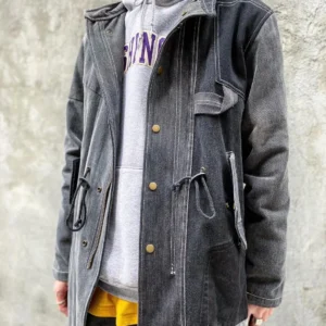 First Edition — Black Denim Patchwork Parka