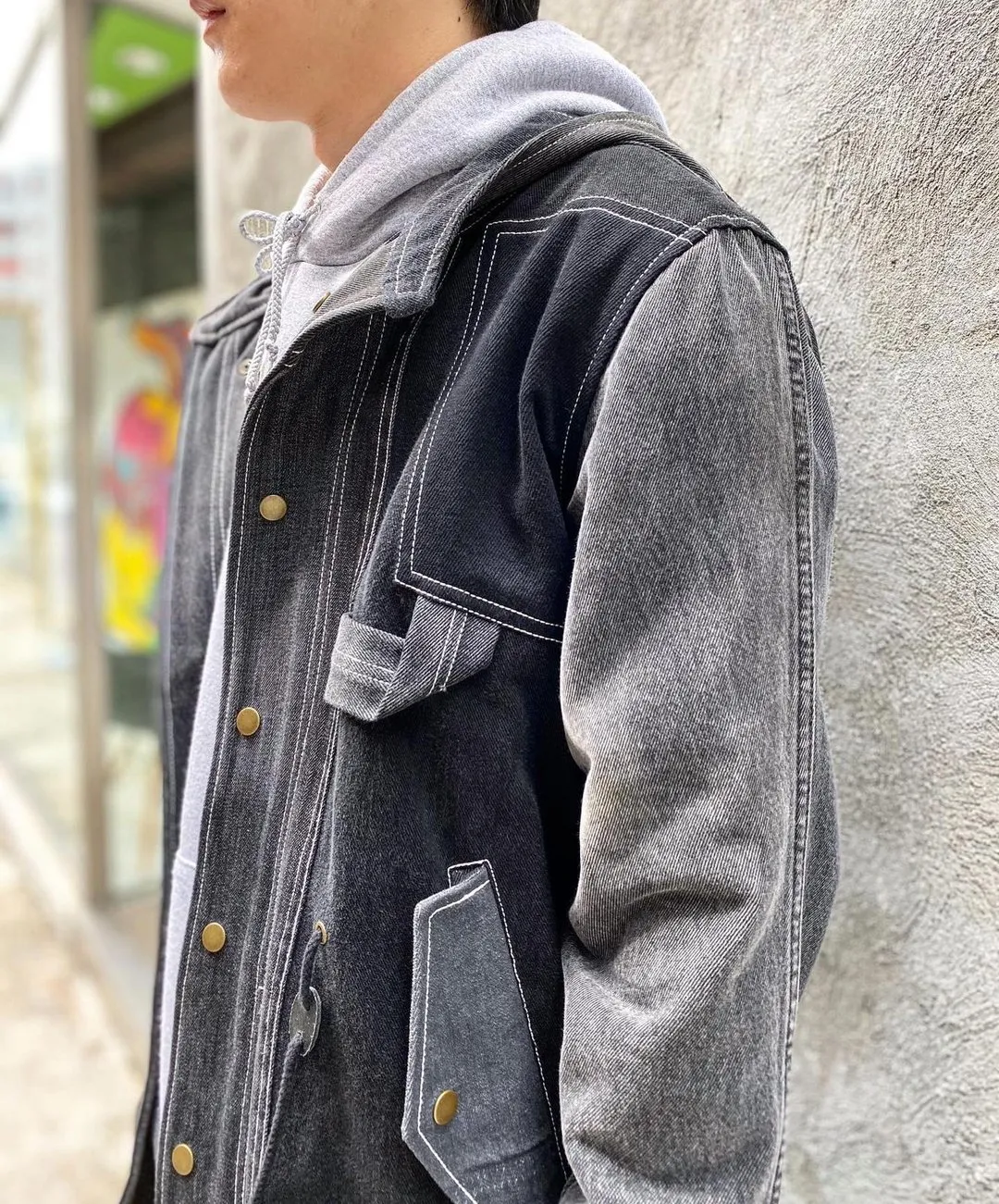 First Edition — Black Denim Patchwork Parka