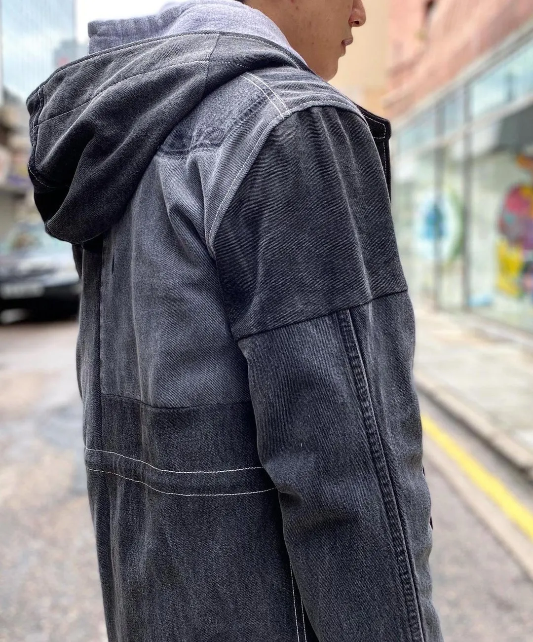 First Edition — Black Denim Patchwork Parka