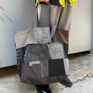 First Edition — Black Denim Patchwork Bag