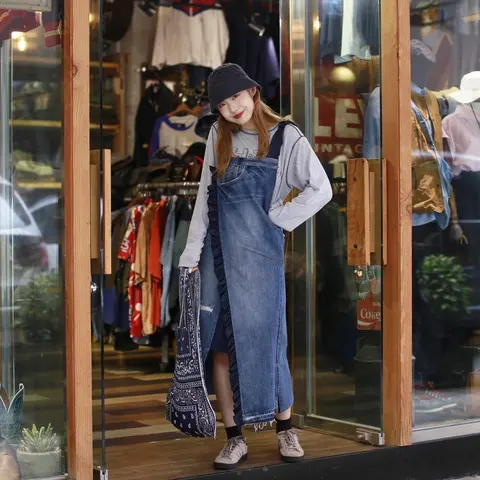 First Edition — Reworked Jeans Bib Dress